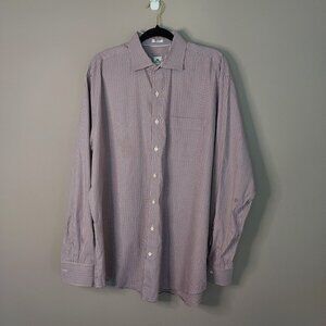 Peter Millar Long Sleeve Red Plaid Cotton Shirt Size XL
